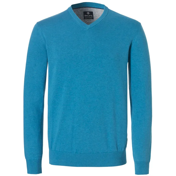 Baileys maglia da uomo con scollo a V 100% cotone Petrol