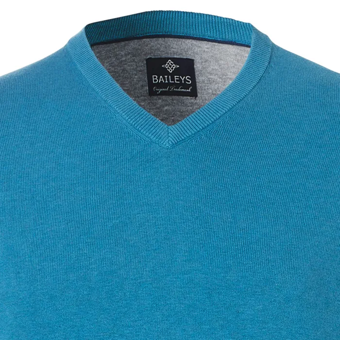 Baileys maglia da uomo con scollo a V 100% cotone Petrol