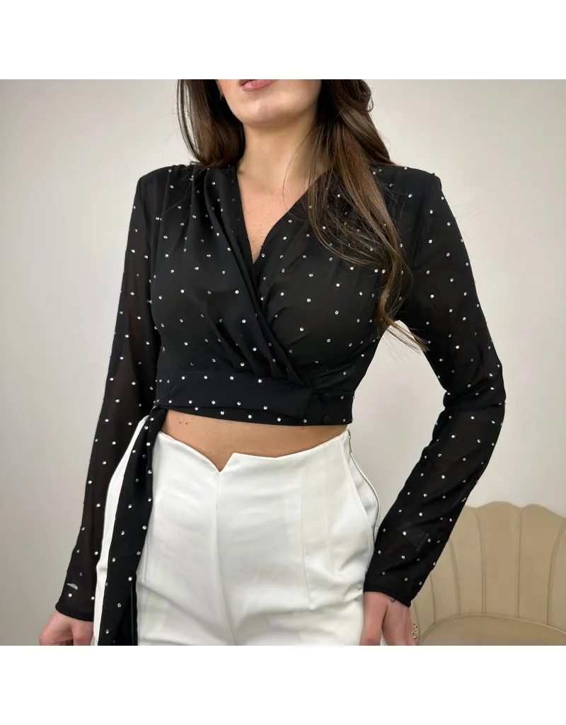 BLUSA CROP DIAMOND NERA