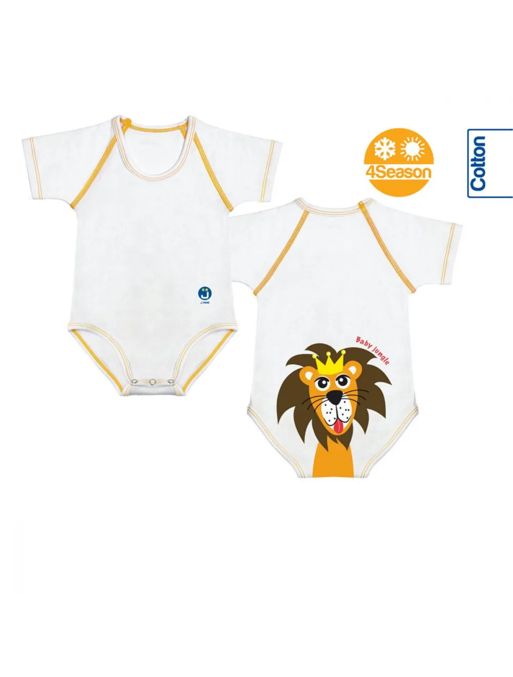  BODY JBIMBI TAGLIA UNICA 0-36 MESI PER NEONATO BAMBINO IN BIO COTONE JUNGLE - LEONCINO 