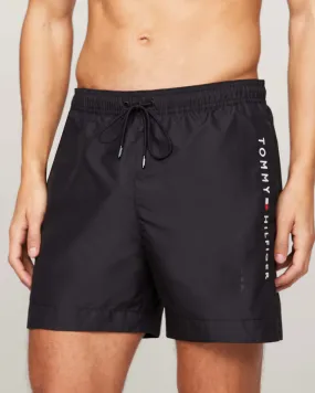 Boxer mare nero con logo scritta ricamato sul fianco
