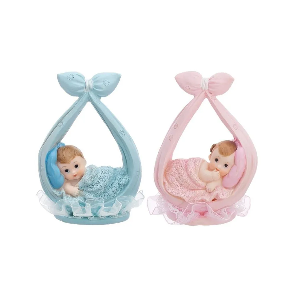 Cake Topper Fagottino Rosa per Nascita battesimo Bimba, Resina misura 11 cm