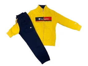 Champion Legacy Sweatsuit Powerblend Graphic children's tracksuit 306381 YS043 MIY yellow-blue