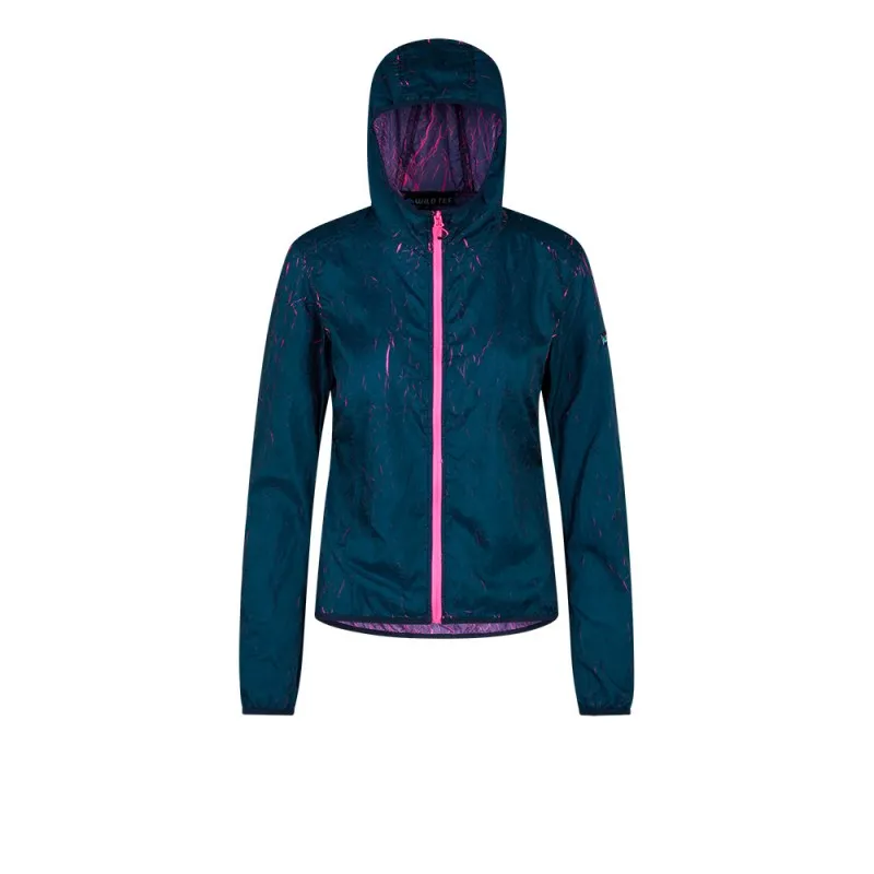 Giacca antivento con cappuccio Lava Blu/Fucsia Donna