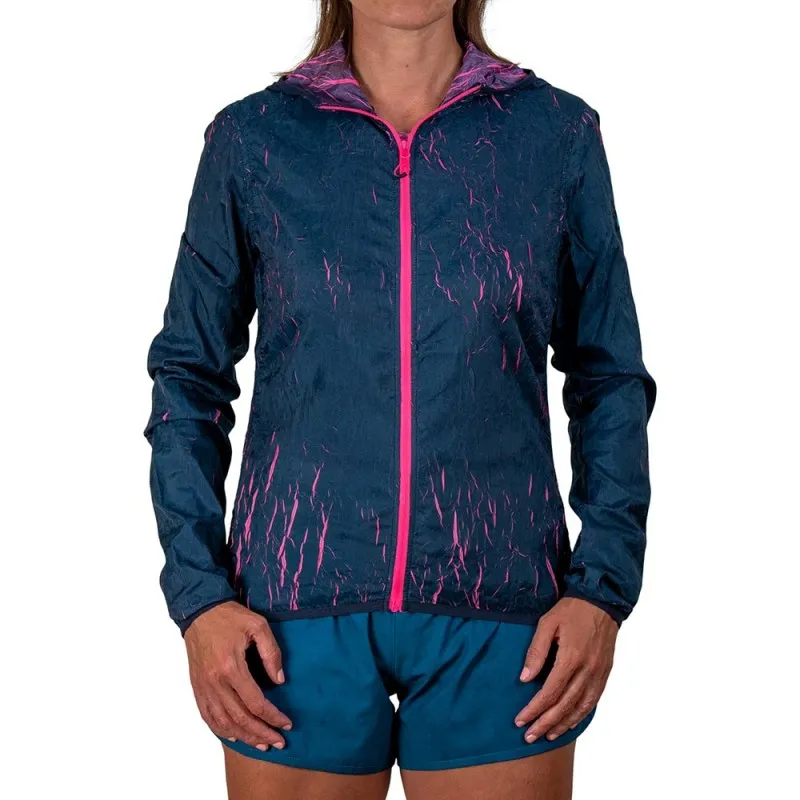 Giacca antivento con cappuccio Lava Blu/Fucsia Donna