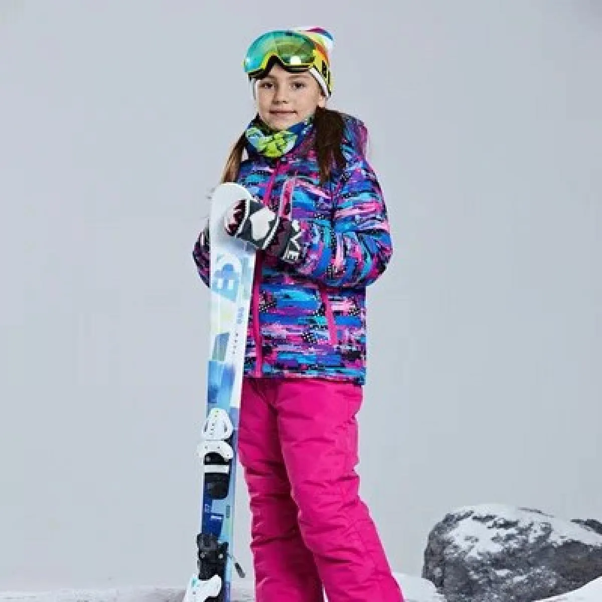 Giacca da sci per bambina Giacca sportiva impermeabile per bambini Pantaloni Abbigliamento Tuta da neve 30