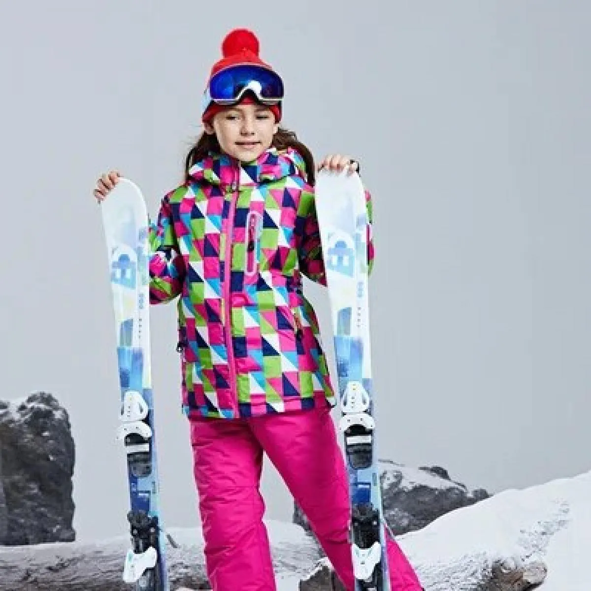 Giacca da sci per bambina Giacca sportiva impermeabile per bambini Pantaloni Abbigliamento Tuta da neve 30