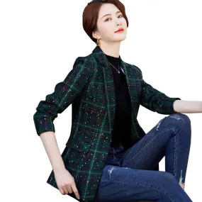 Giacca sportiva casual da donna di nuova moda di arrivo femminile giallo verde albicocca cappotto scozzese giacca da donna con b