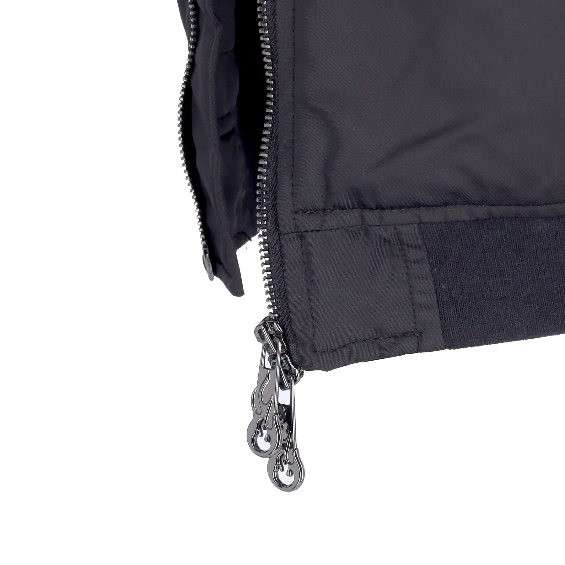 Giubbotto Bomber Uomo Embroidered Flames Bomber Black/red