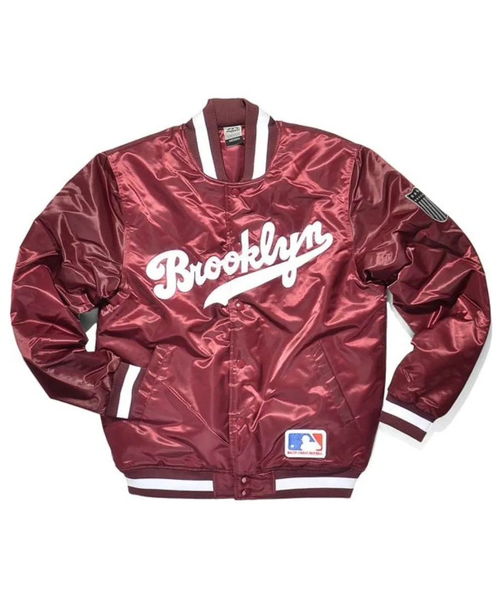 Giubbotto Bomber Uomo Mlb Keosian Soft Touch Satin Jacket Brodod Granata