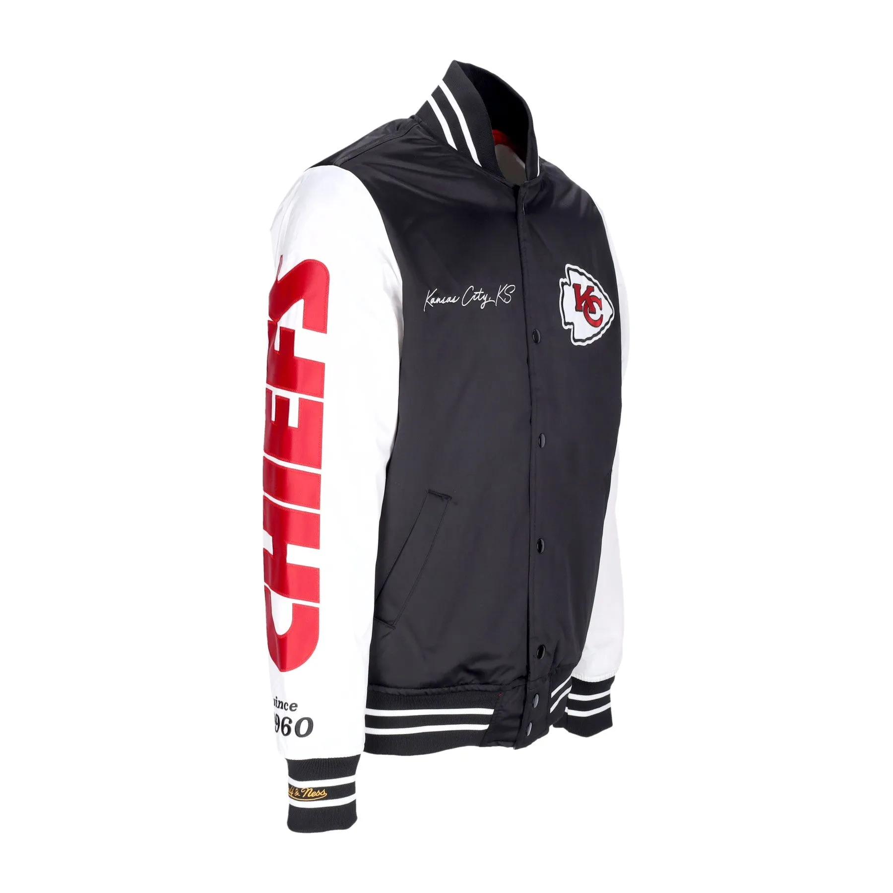 Giubbotto Bomber Uomo Nfl Team Origins Varsity Satin Jacket Kanchi Black/white