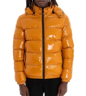 Giubbotto Uomo Vernice Tinta Unita Senape Lucido Bomber Puffer GIOSAL-G2369A