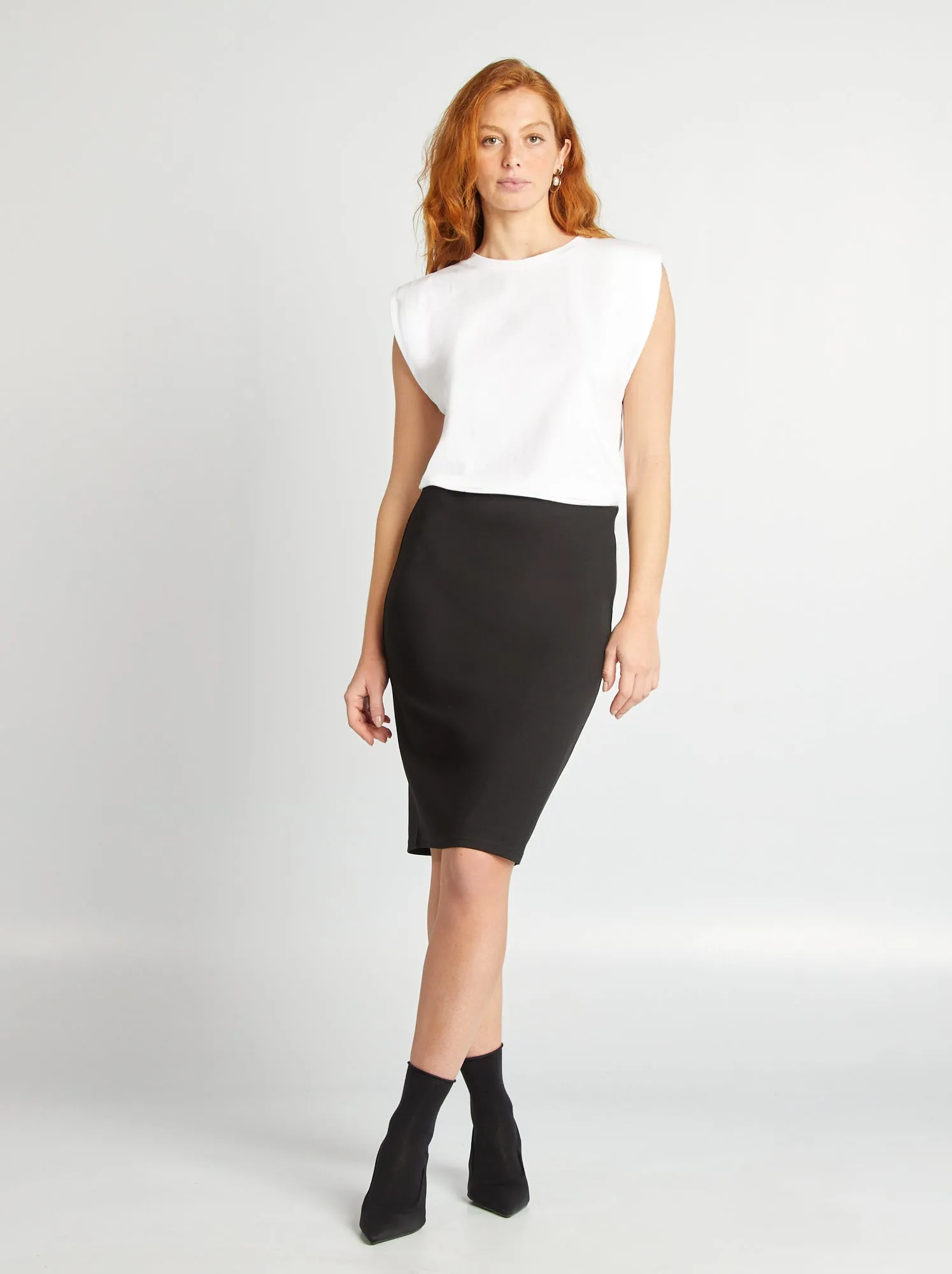 Gonna matita maglia Milano - Nero