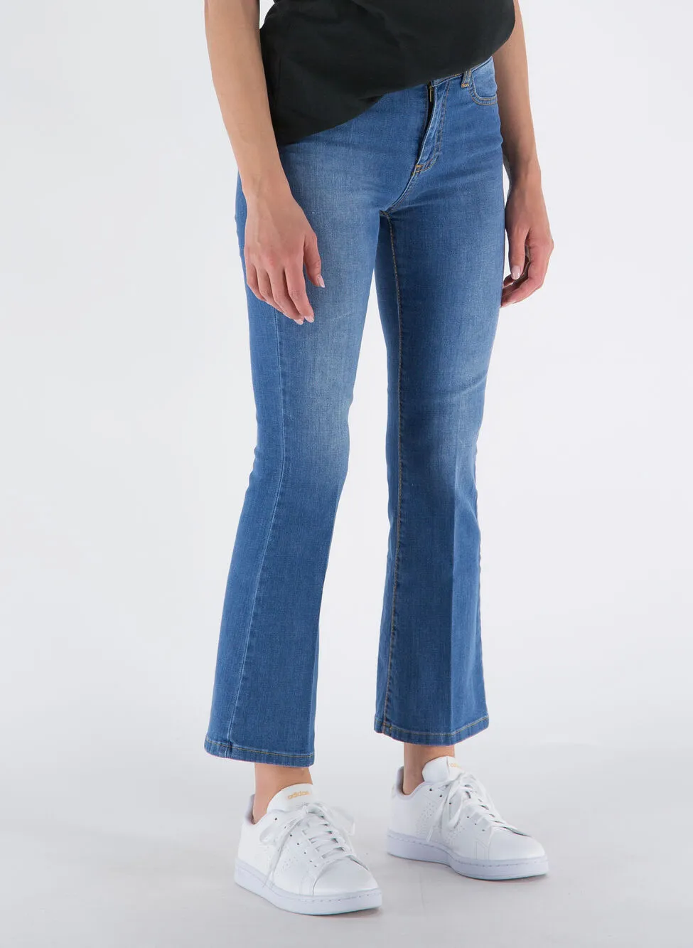 jeans bella flare cropped in sofisticato denim stretch