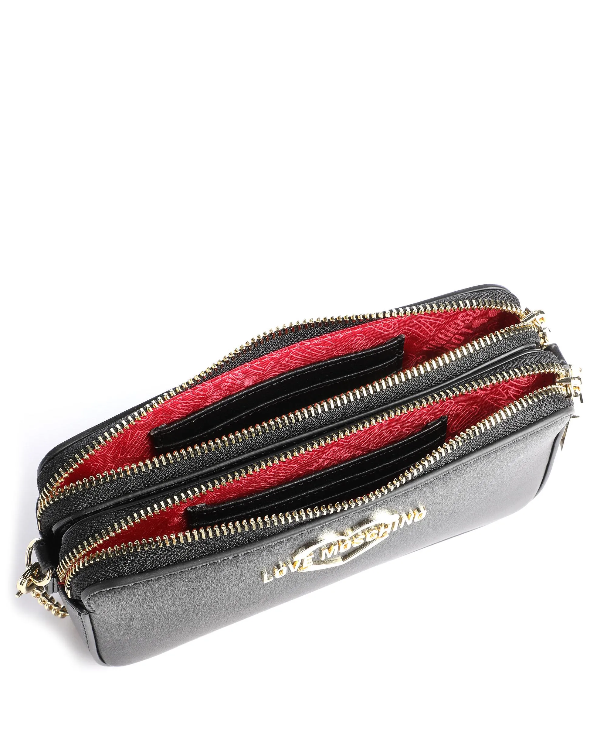  Love Moschino Heart Chain Borsa a tracolla pelle sintetica nero  
