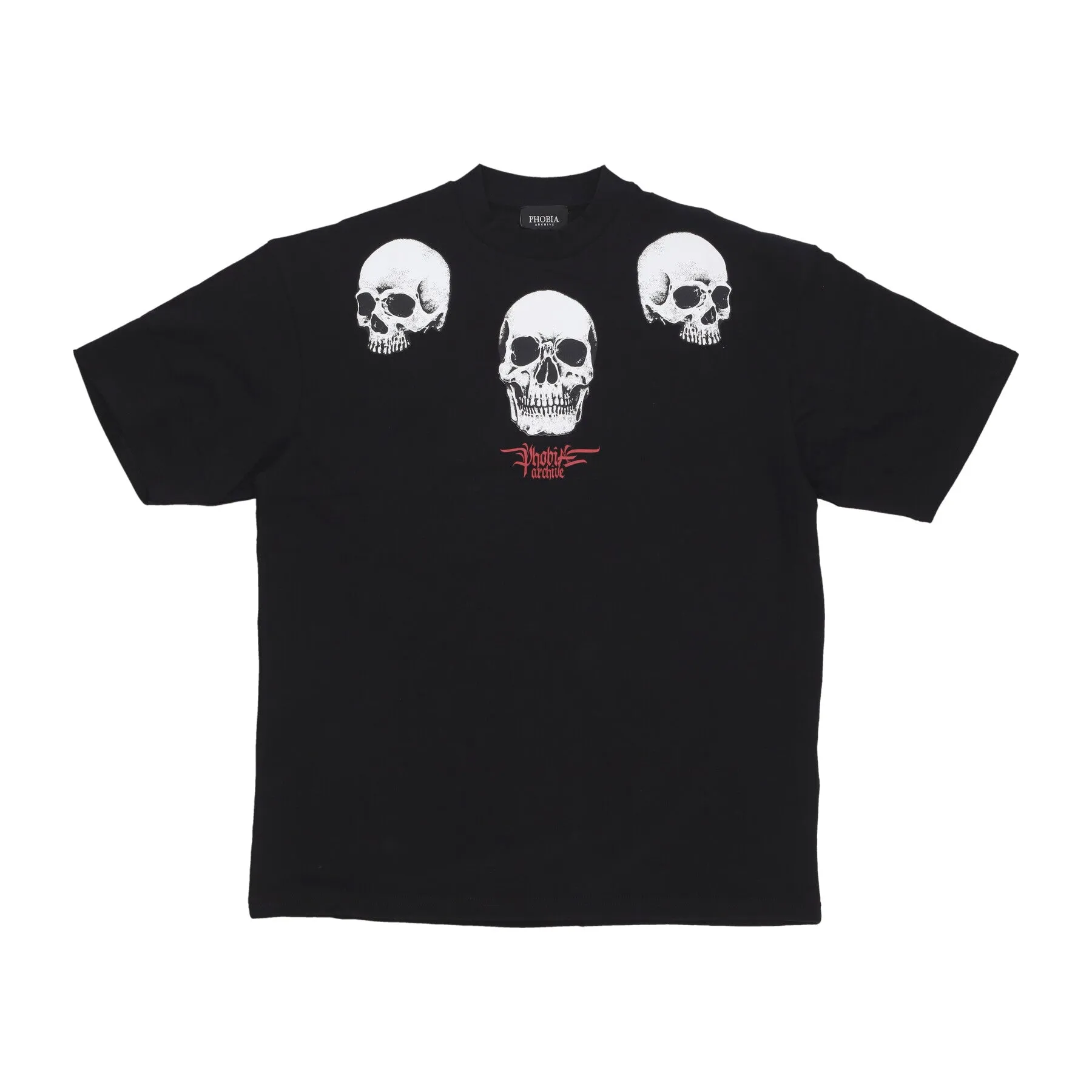 Maglietta Uomo Triple Skull Print Tee Black/red