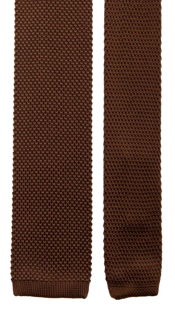 Man Solid Brown Tricot Knitted Silk Tie Tri388