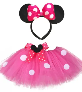 Neonate Minnie Tutu Gonna Outfit Kids Fluffy Dance Tutu con fiocco Fascia per bambina Costume di capodanno per il compleanno