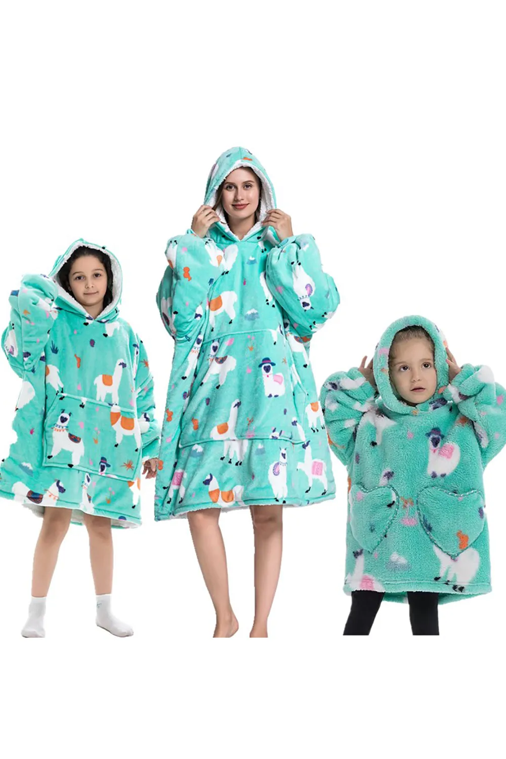 Nero Dinosauro Famiglia Matching Flanella Oversize Indossabile Felpa Coperta Felpa