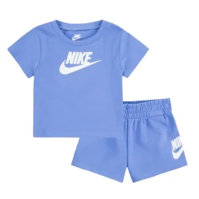 Nike children's Club set, short sleeve t-shirt and cotton shorts with light blue logo 86L596-BGZ