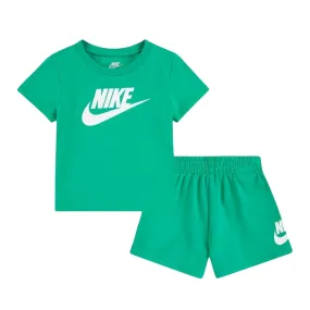 Nike children's Club set short sleeve t-shirt and cotton shorts with logo 86L596-E5D green