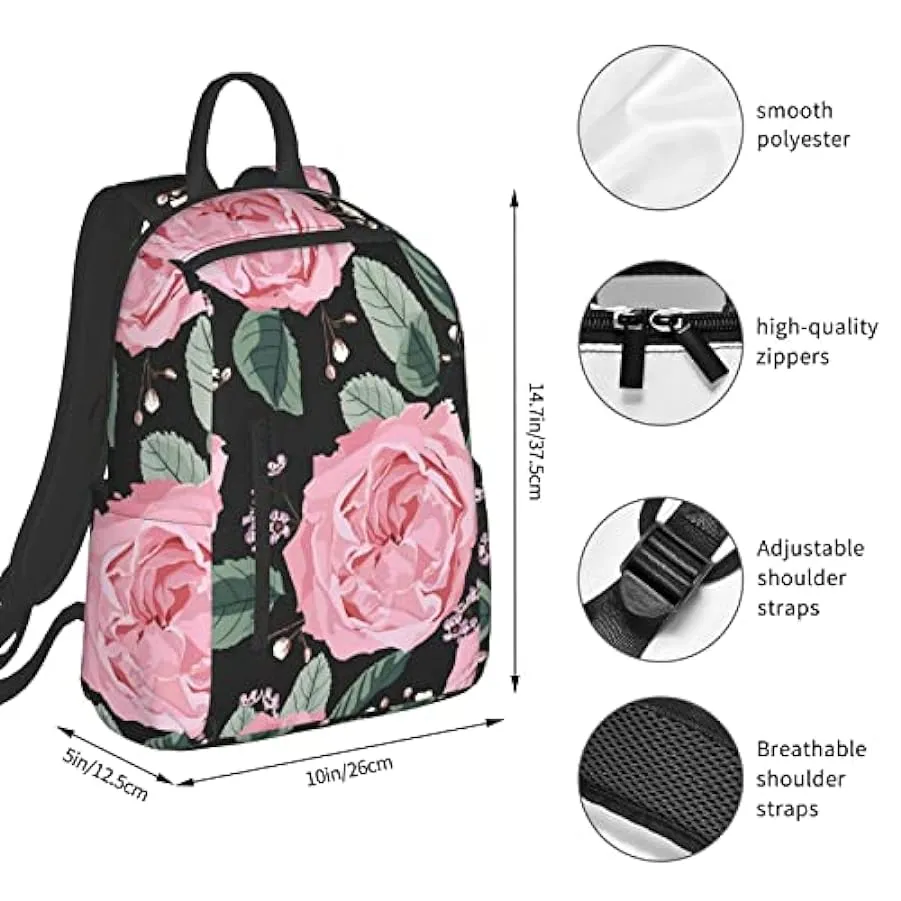 OTRAHCSD Zaino da giardino con rose Lightweigh per uomo e donna, zaino casual per escursionismo, campeggio, viaggi, all’aperto 2