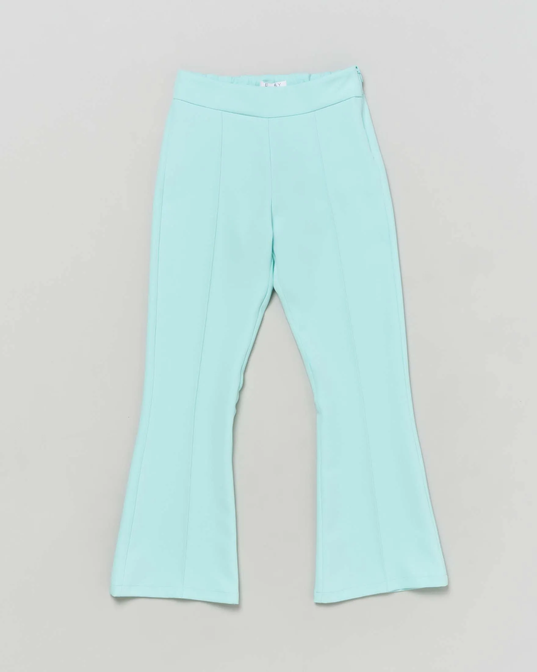 Pantaloni flare verde acqua in cady stretch 36-38