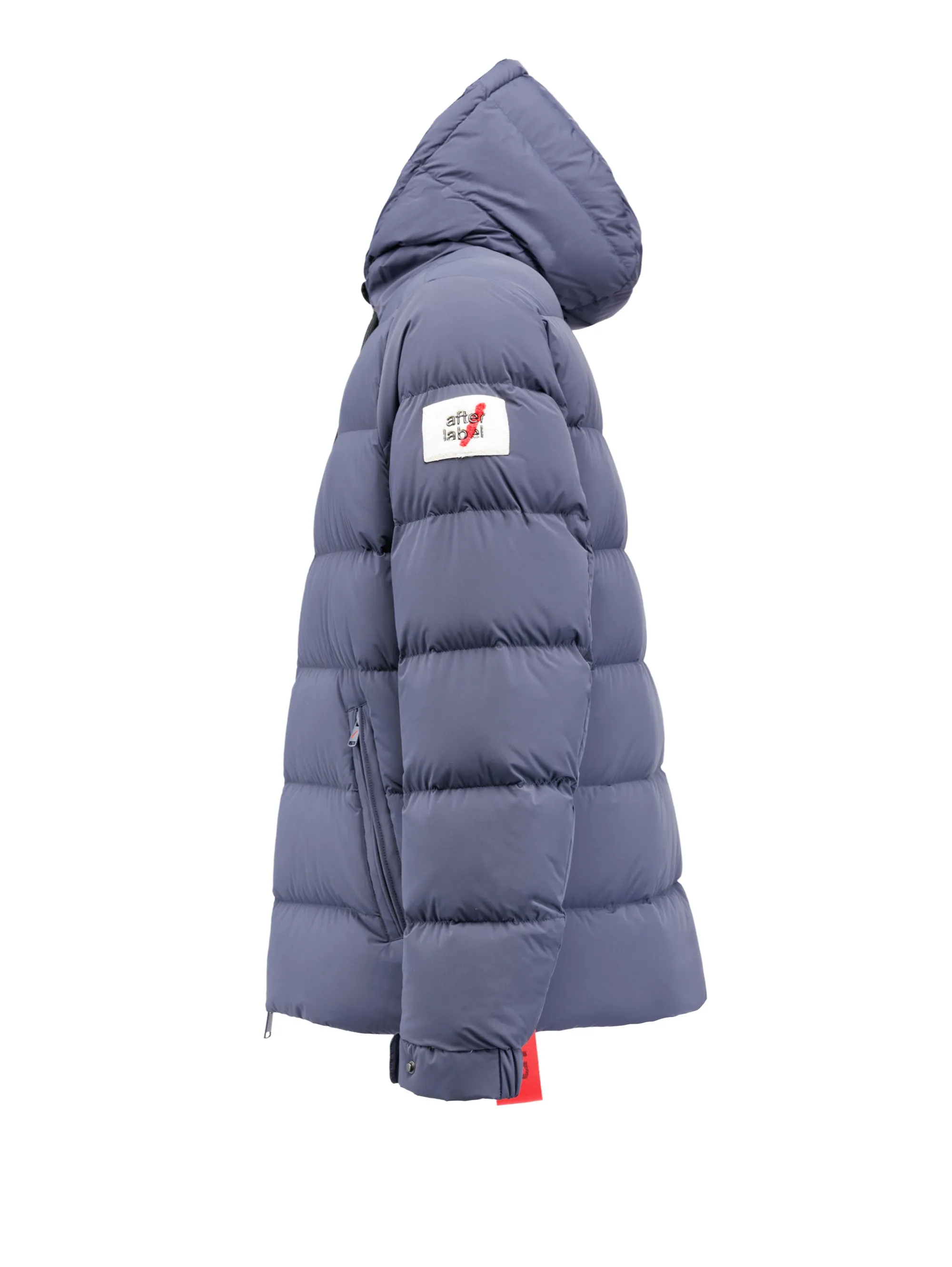 Piumino Corto con Cappuccio in Nylon Opaco Blu