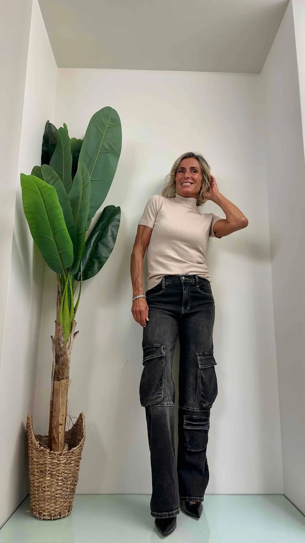 PLEASE - P1HXAZXW5T - JEANS CARGO  PALAZZO ELASTICIZZATO