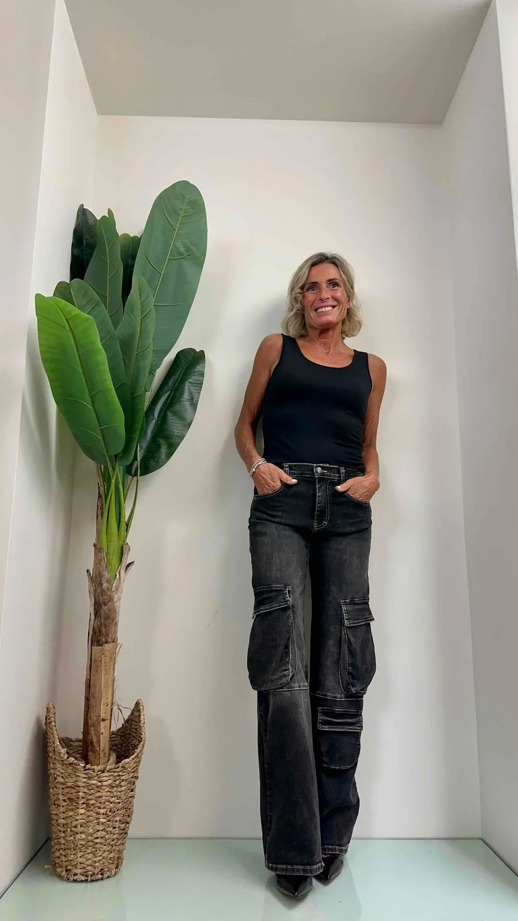 PLEASE - P1HXAZXW5T - JEANS CARGO  PALAZZO ELASTICIZZATO