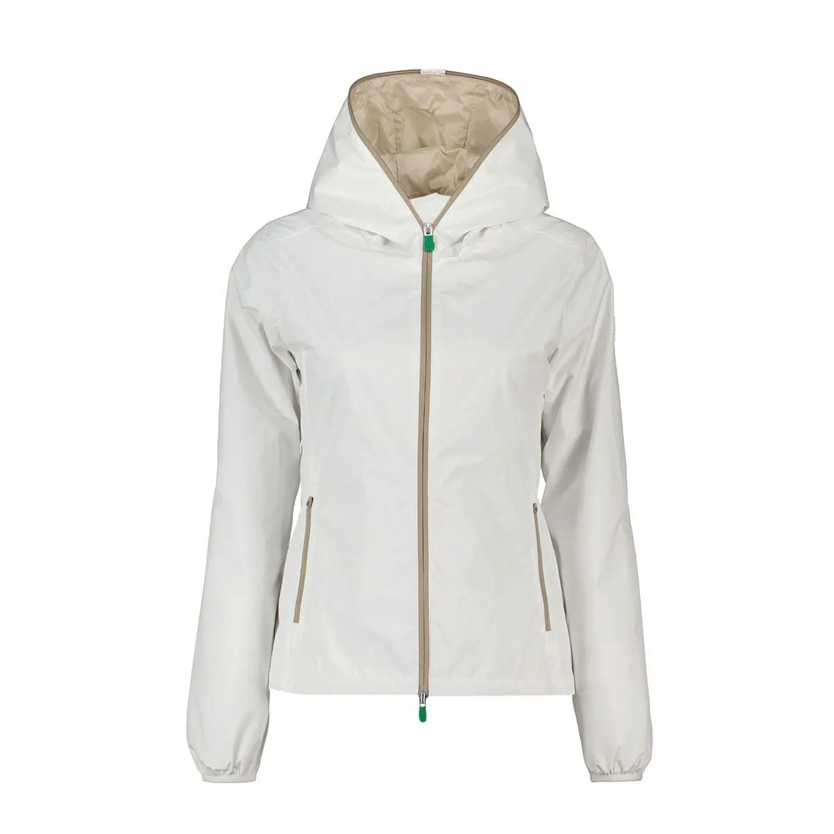      SAVE THE DUCK GIACCA CAPPUCCIO ZIP CONTRASTO STELLA DONNA  