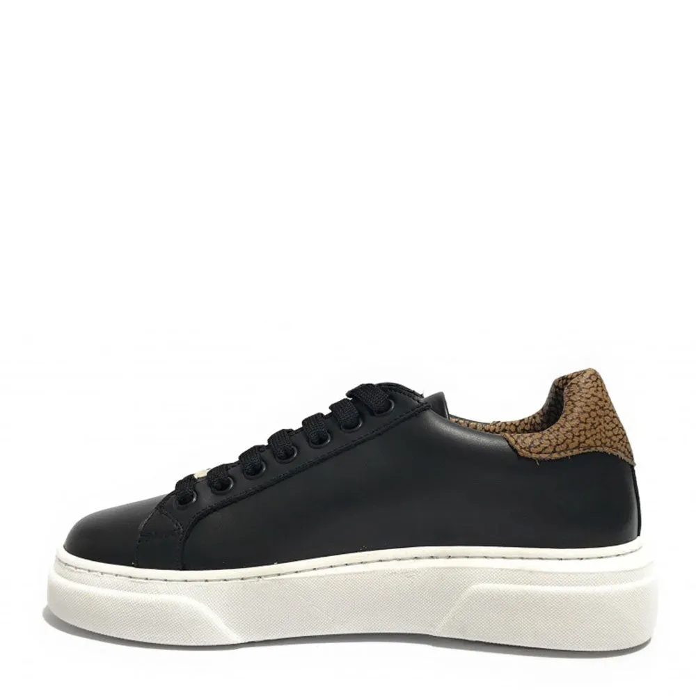 Scarpe Donna BORBONESE Sneakers in Pelle Nera con Inserti OP Naturale