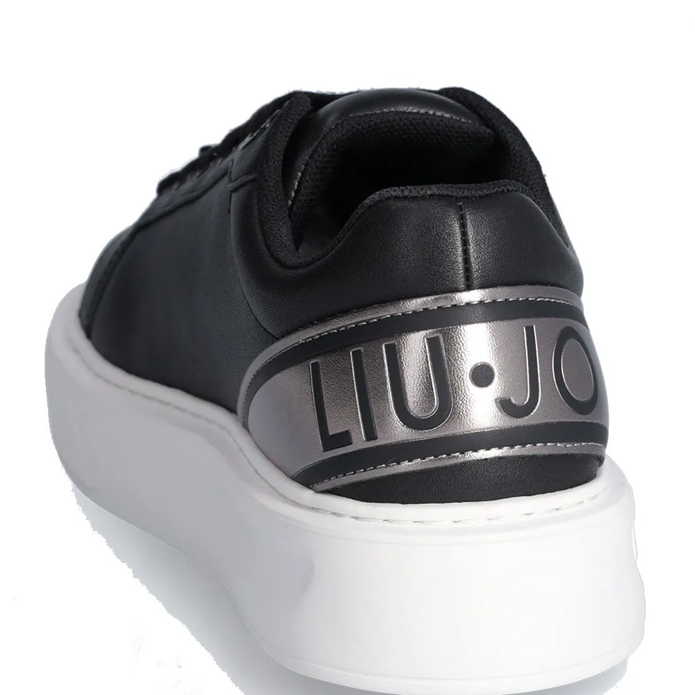 Scarpe Donna LIU JO Kylie 25 Sneakers in Pelle Nera con Inserto Laminato