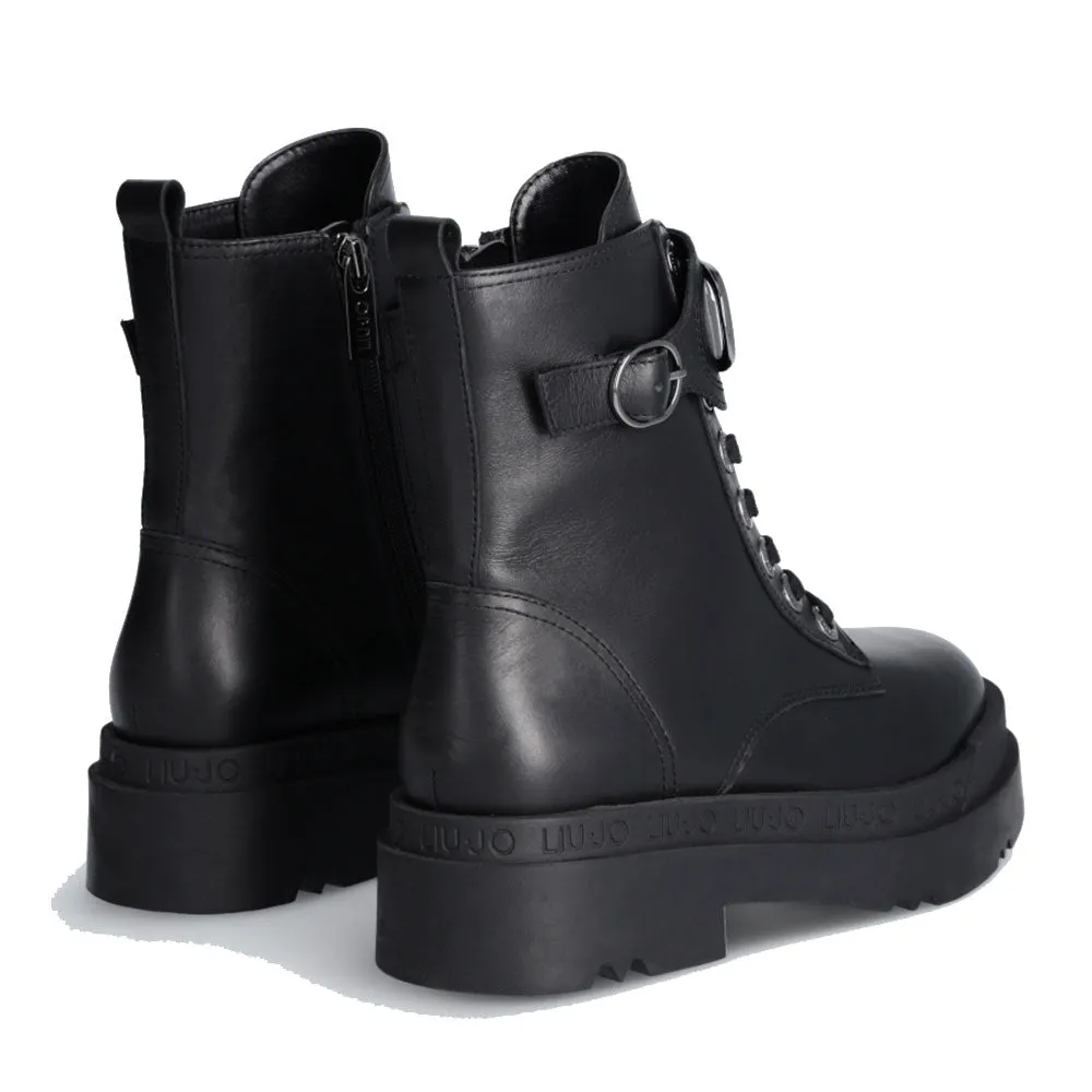 Scarpe Donna LIU JO Love 40 Anfibi Platform in Pelle Nera