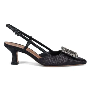 Slingback Roberto Festa Stefi nera in rafia e pelle