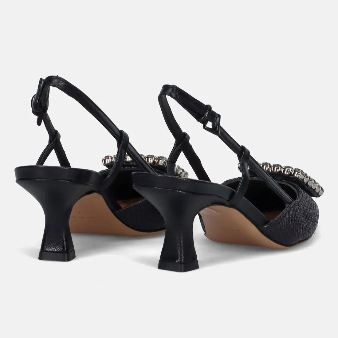 Slingback Roberto Festa Stefi nera in rafia e pelle