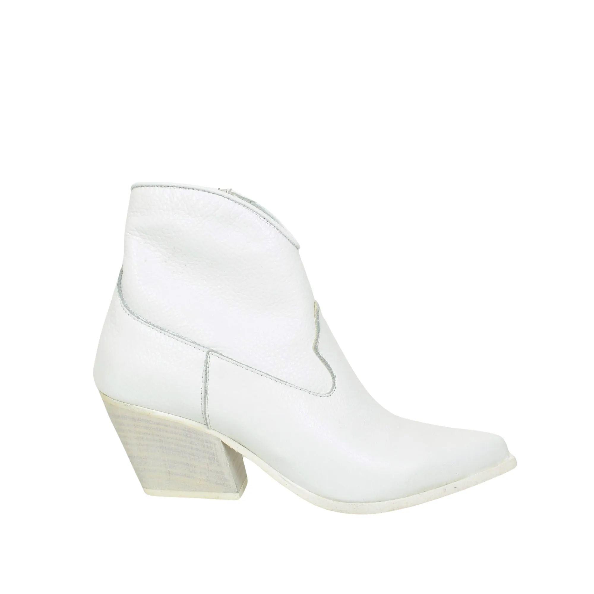 Stivaletti Texani Donna in Pelle Bianchi con Zip Made in Italy