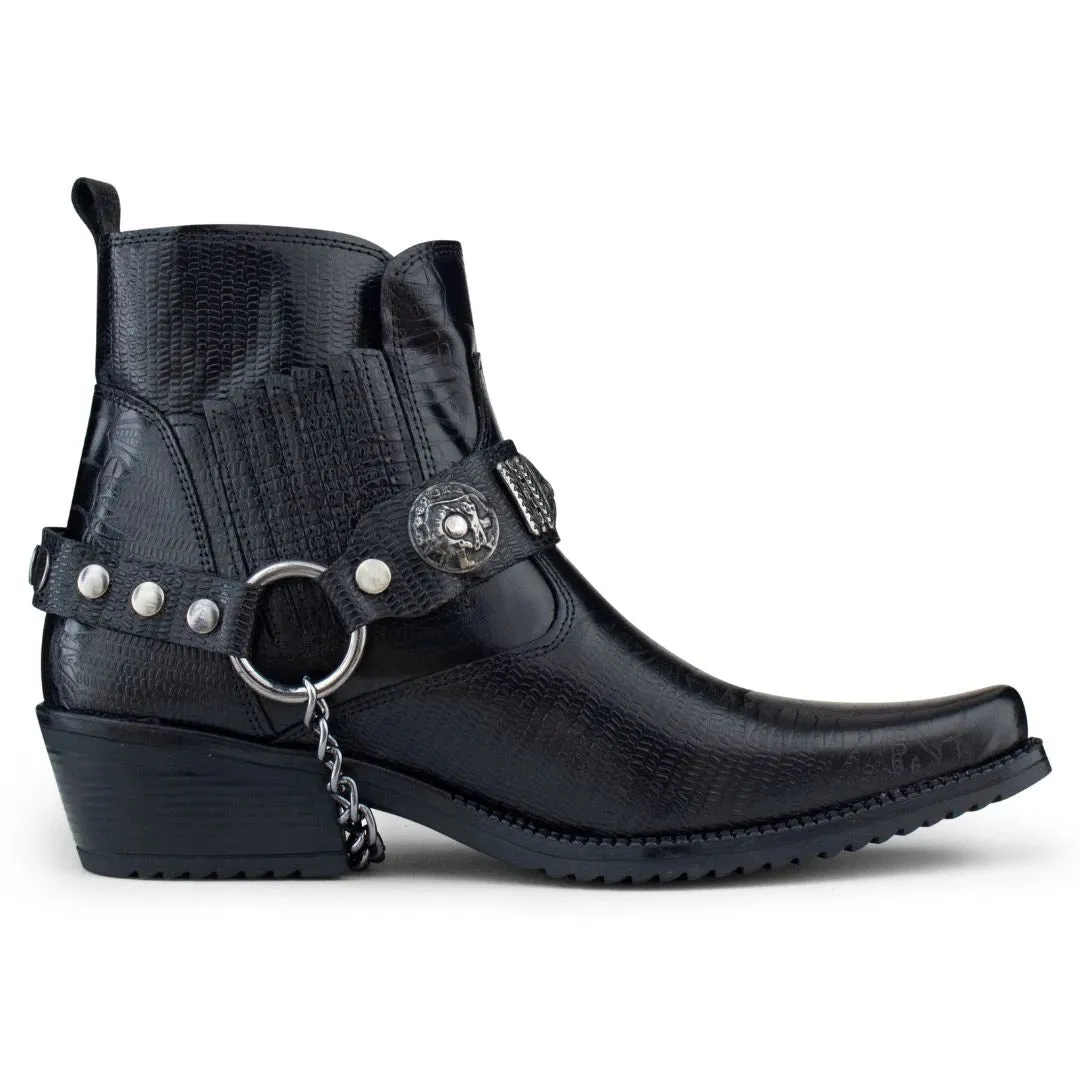 Stivali da Uomo in Vera Pelle stile Cowboy Cubano Casual Elegante