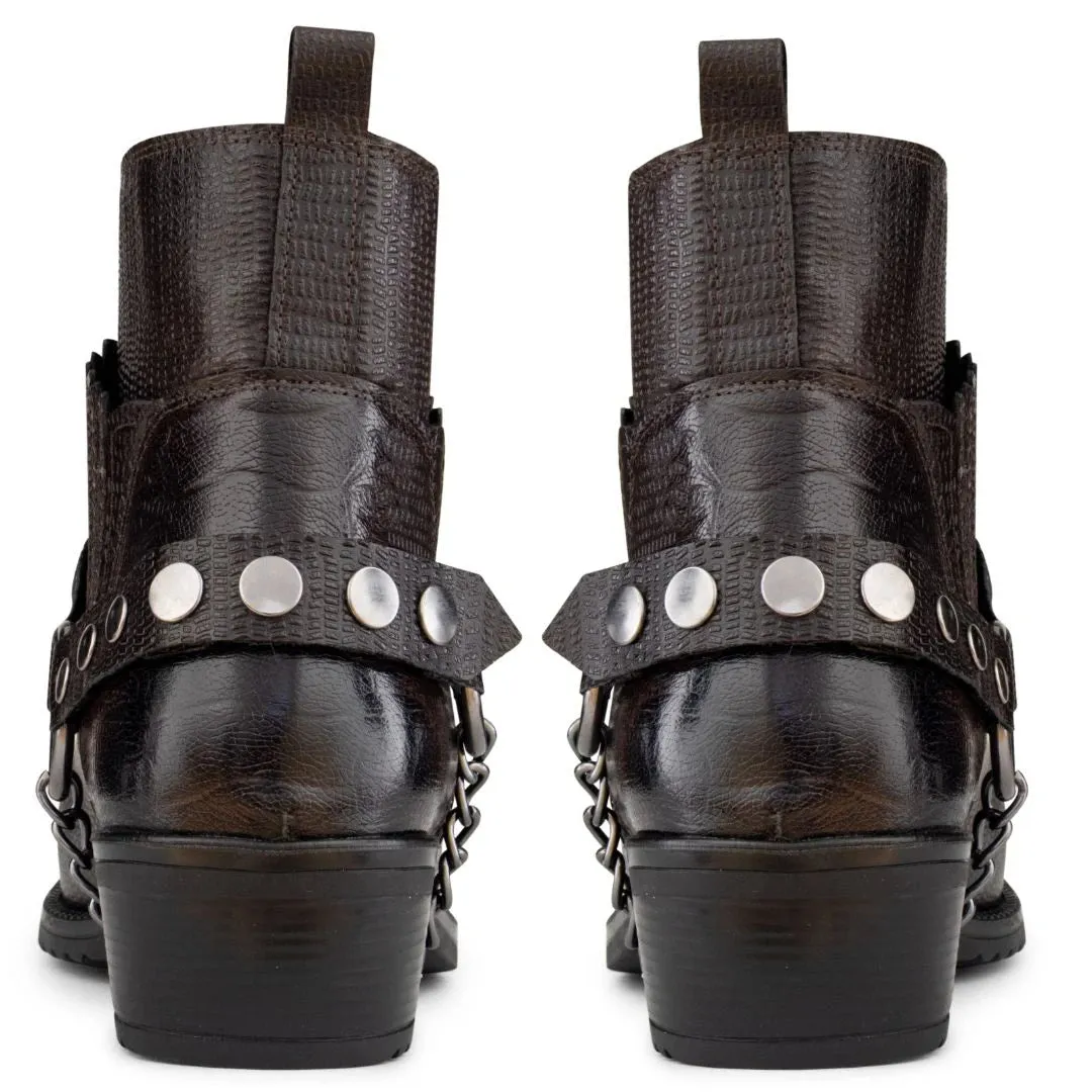 Stivali da Uomo in Vera Pelle stile Cowboy Cubano Casual Elegante
