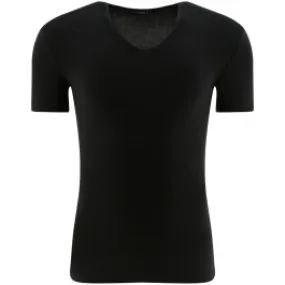 T-shirt in cotone con scollo a v nero