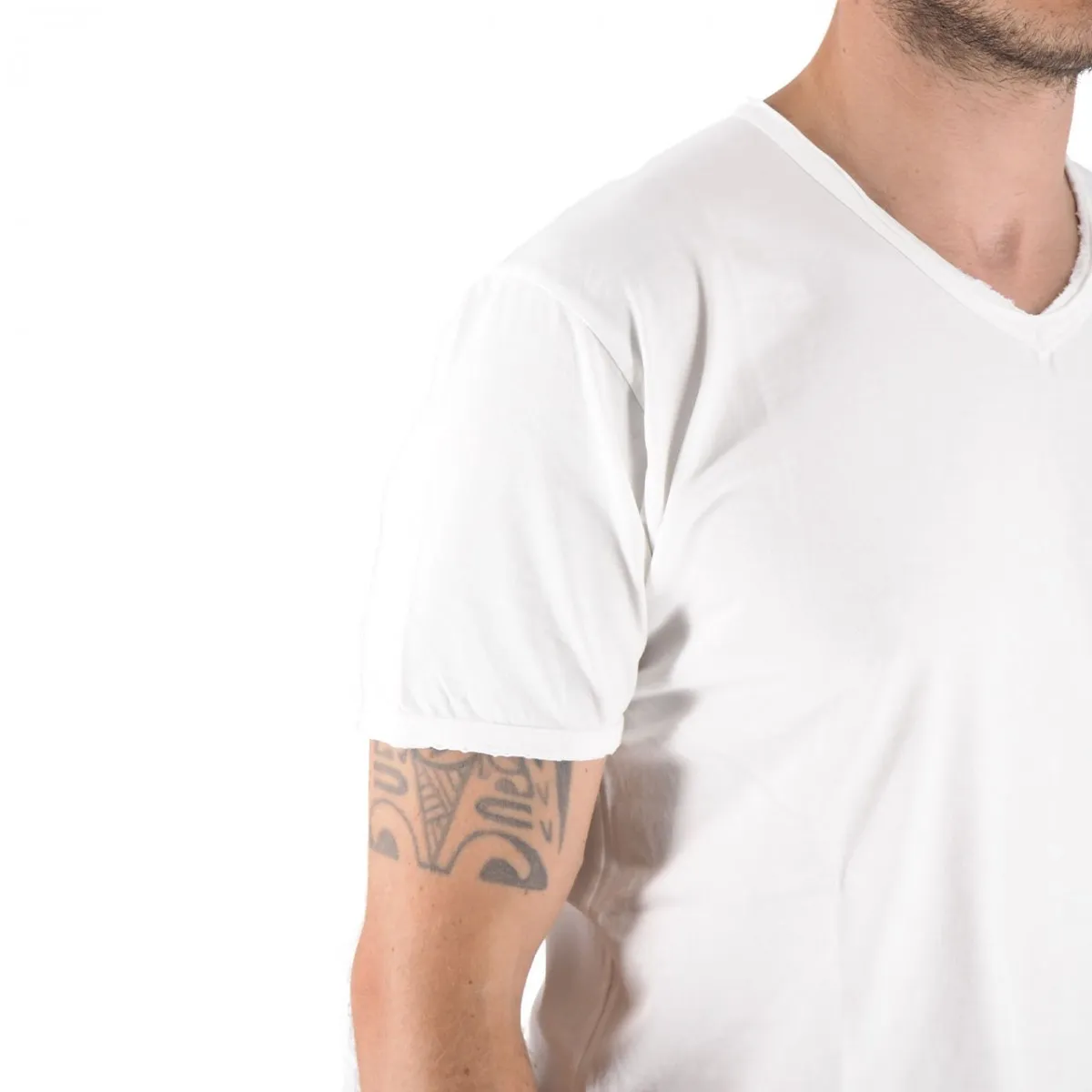 T-Shirt Mosca Scollo A V Bianco