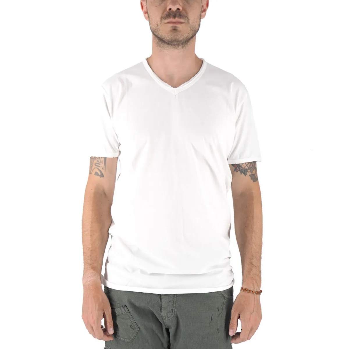 T-Shirt Mosca Scollo A V Bianco