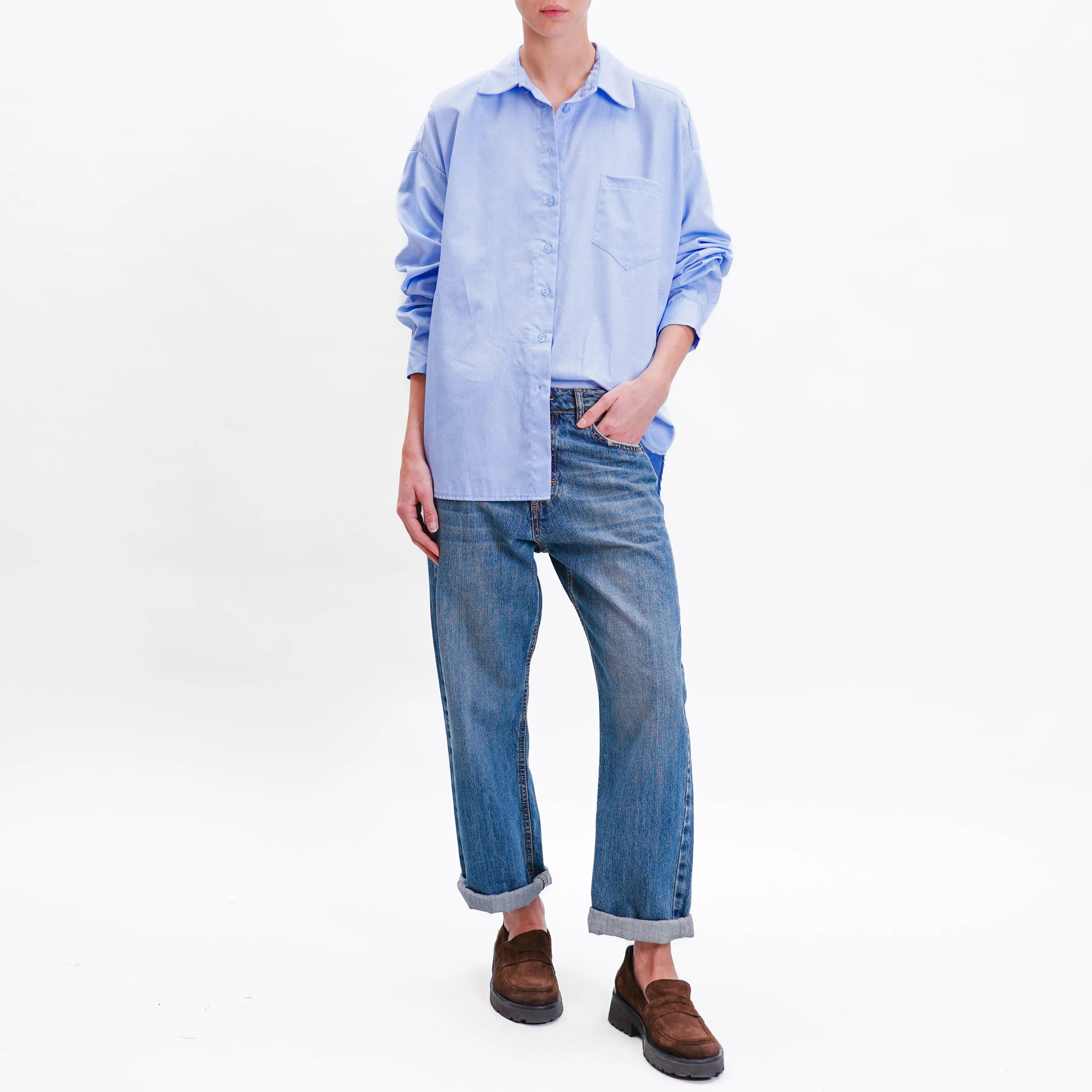 Tensione in-Camicia oversize - celeste