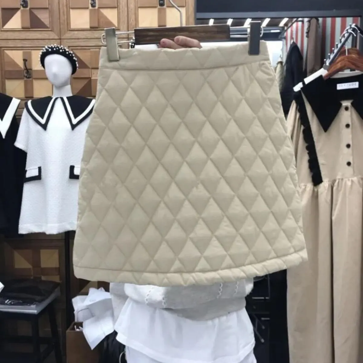 Trapuntato in cotone imbottito sciolto vita alta diamante scozzese natica avvolgere una linea gonna stile Faldas Mujer Moda mini
