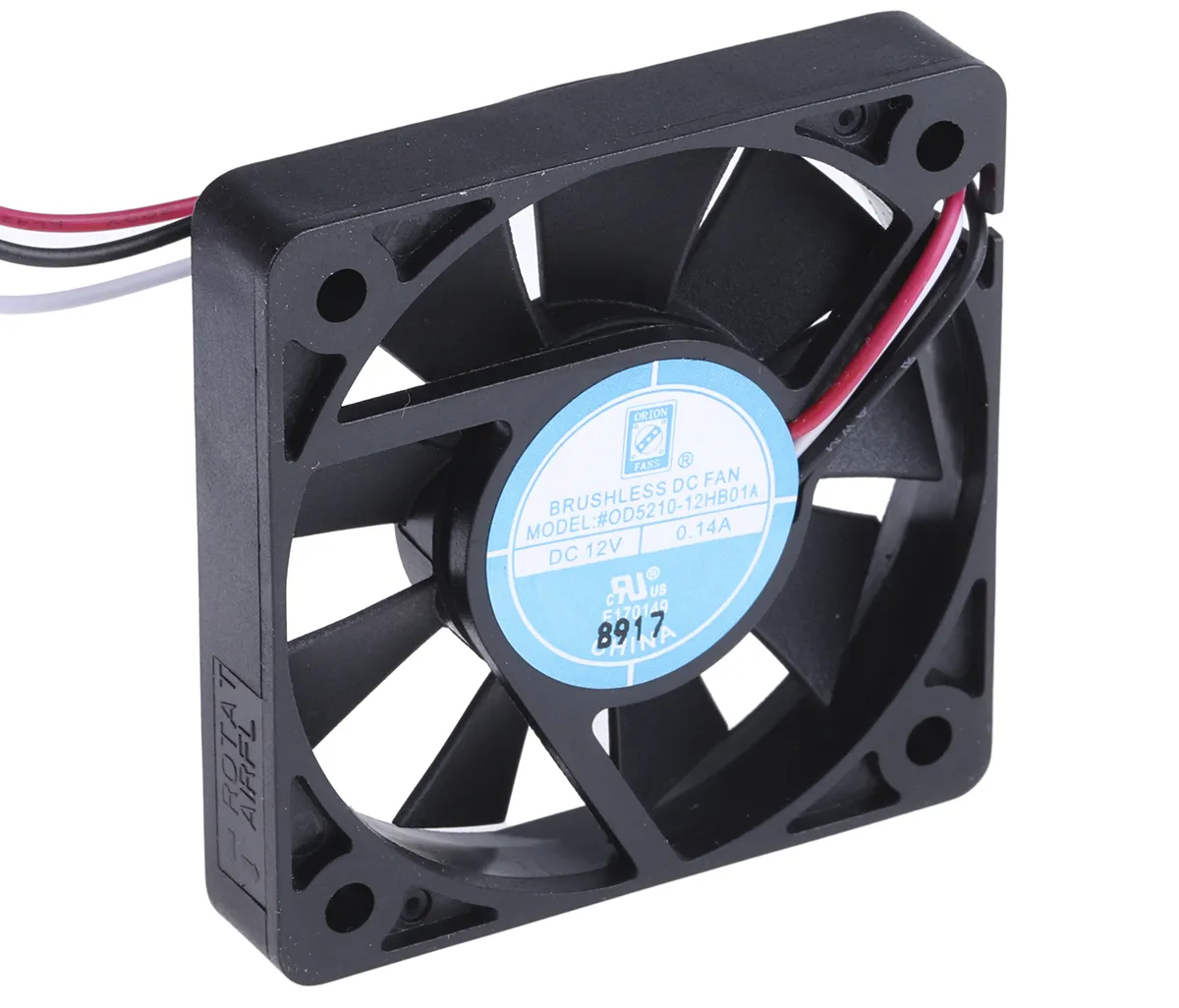 Ventola assiale in c.c. RS PRO, 20.4m³/h, 12 V dc, 52 x 52 x 10mm